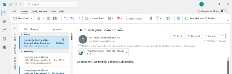Hình 5: Thông tin chi tiết được tổng hợp và gửi về email đã đăng ký